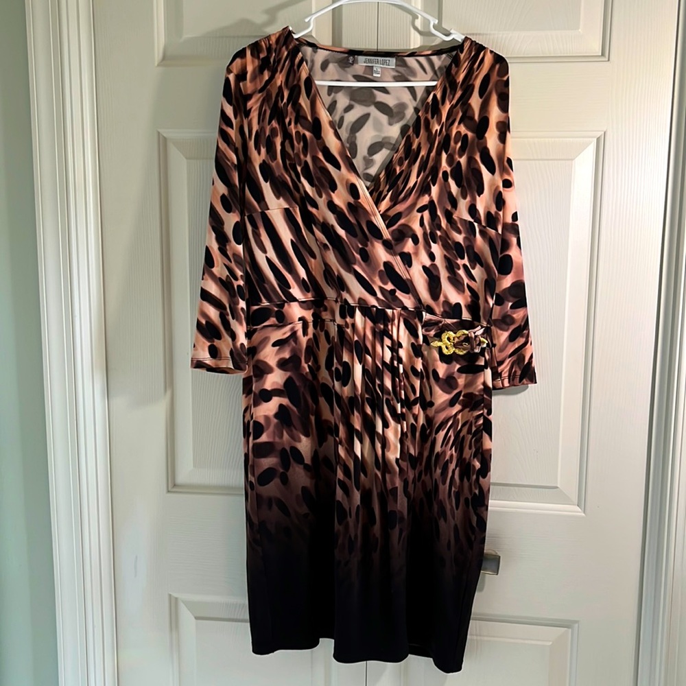 Sexy body con dress with snake belt detail-size Large